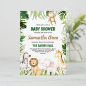 Safari Animals Baby Dusche Einladung (Stehend Vorderseite)