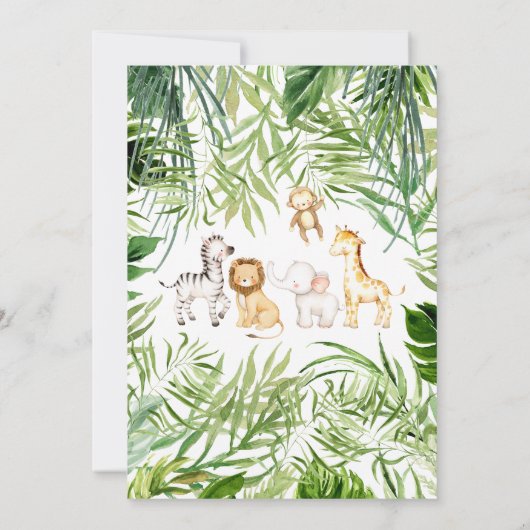 Safari Animals Baby Dusche Einladung (Rückseite)