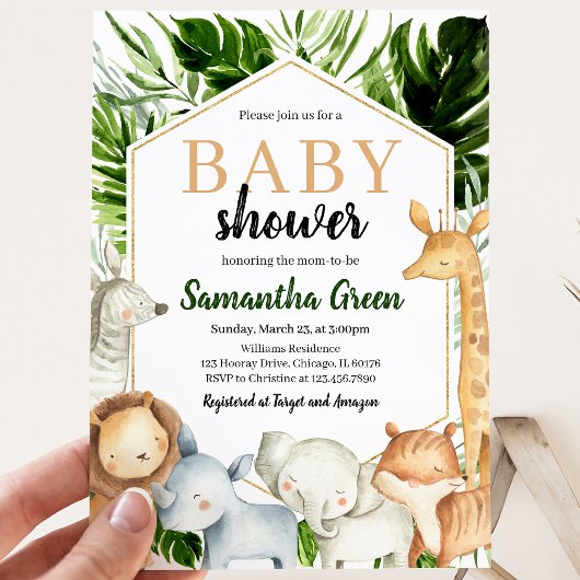 Safari Animals Baby Dusche Einladung