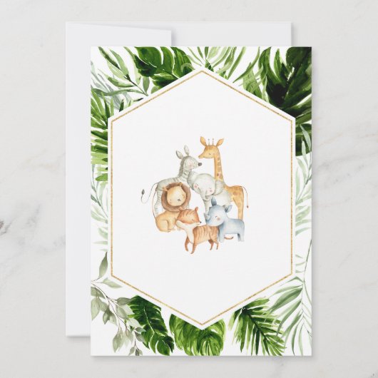Safari Animals Baby Dusche Einladung (Rückseite)
