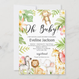 Safari Animals Baby Dusche Einladung Grüne