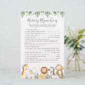 Safari Animals Baby Dusche Kinderzimmer Rhyme Quiz (Stehend Vorderseite)