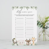 Safari Animals Baby Dusche Name Race Game (Stehend Vorderseite)