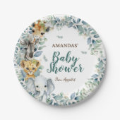 Safari Animals Baby Dusche Pappteller (Vorderseite)