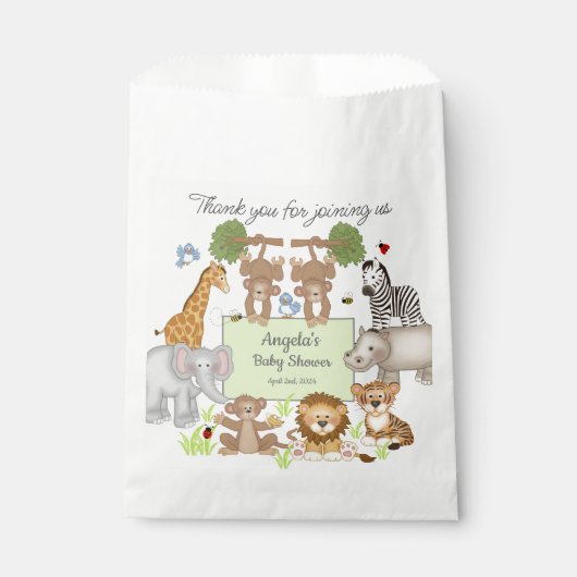 Safari Animals Baby Dusche Party Geschenk Geschenktütchen (Vorderseite)