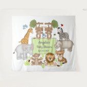 Safari Animals Baby Dusche Party Hintergrundzeiche Wandteppich (Vorderseite (Horizontal))