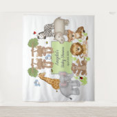 Safari Animals Baby Dusche Party Hintergrundzeiche Wandteppich (Vorderseite)