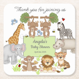 Safari Animals Baby Dusche Party Rechteckiger Pappuntersetzer