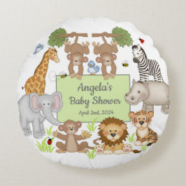 Safari Animals Baby Dusche Party Rundes Kissen