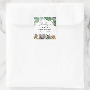 Safari Animals Baby Dusche Quadratischer Aufkleber