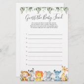 Safari Animals Baby Dusche Ratet The Baby Food (Vorne/Hinten)