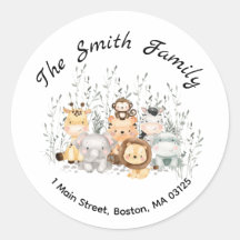 Safari Animals Baby Dusche Rücksendeadresse