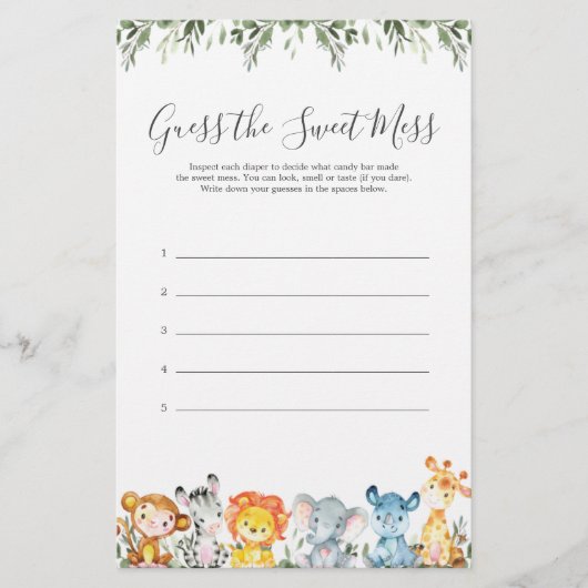 Safari Animals Baby-Dusche schätzen das süße Chaos (Vorderseite)