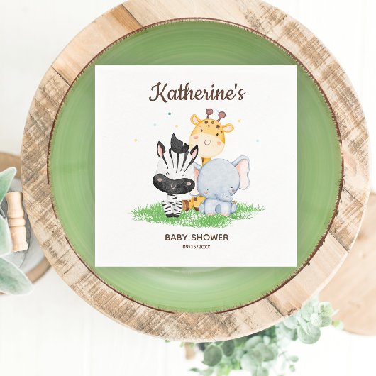 Safari Animals Baby Dusche Serviette