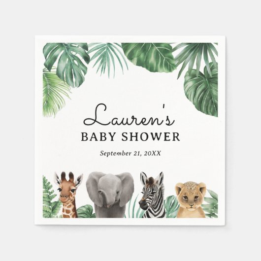 Safari Animals Baby Dusche Serviette (Vorderseite)