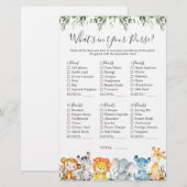 Safari Animals Baby-Dusche Was ist in Ihrer Tasche (Vorne/Hinten)