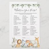 Safari Animals Baby-Dusche Was ist in Ihrer Tasche (Vorne/Hinten)