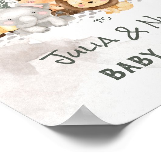 Safari Animals Baby Dusche Willkommenspender Poster (Ecke)