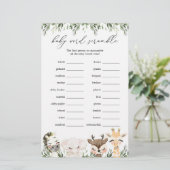 Safari Animals Baby Dusche Word Scramble Game (Stehend Vorderseite)