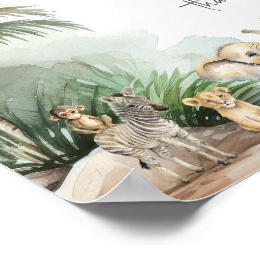 Safari Animals Baby-Duschkarten und Geschenkschild Poster (Ecke)