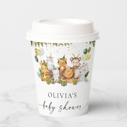 Safari Animals Baby Duschpapier Cups Pappbecher (Vorderseite)