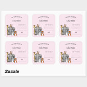 Safari Animals Baby Duschvorrichtung Buchzeichen A Quadratischer Aufkleber (Blatt)