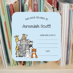 Safari Animals Baby Duschvorrichtung Buchzeichen A Quadratischer Aufkleber