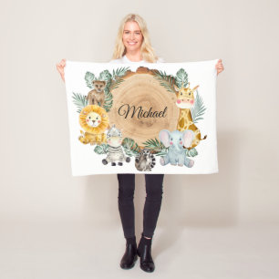 Safari Animals Baby Fleece Blanket