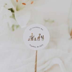 Safari Animals Baby Showadresse Umschlag Aufkleber
