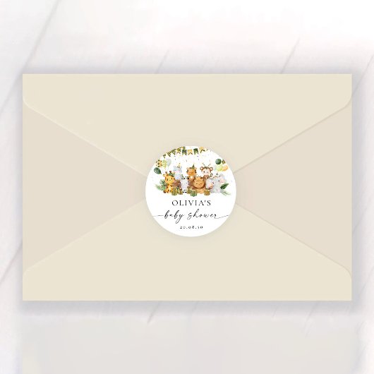 Safari Animals Baby Showaufkleber Runder Aufkleber