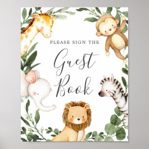 Safari Animals Baby Showbook Gästebuch signieren