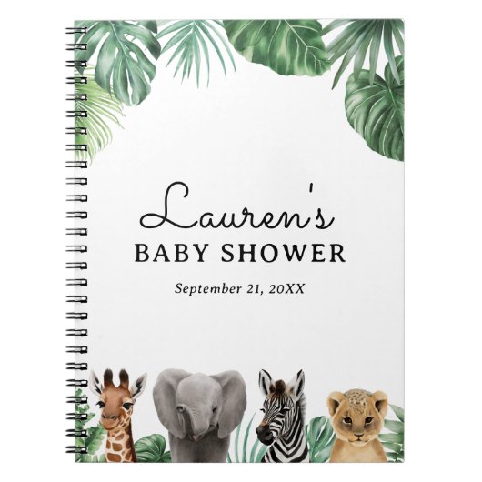 Safari Animals Baby Showbook Notizblock (Vorderseite)