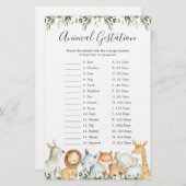 Safari Animals Baby Shower Animal Gestation Game (Vorne/Hinten)