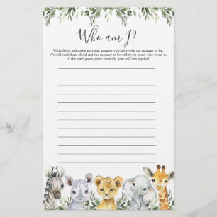 Safari Animals Baby Shower Bin I Game
