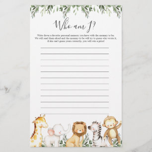Safari Animals Baby Shower Bin I Game