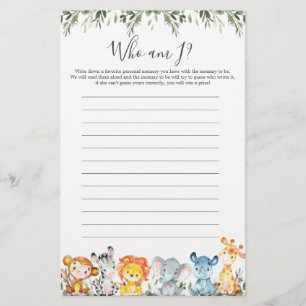 Safari Animals Baby Shower Bin I Game