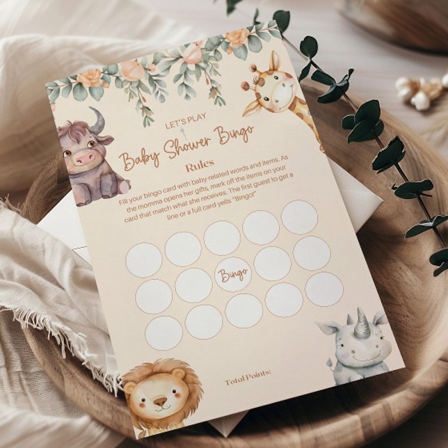 Safari Animals Baby Shower Bingo (Von Creator hochgeladen)
