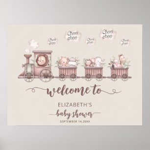 Safari Animals Baby Shower Boho Willkommen Poster