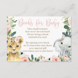 Safari Animals Baby Shower Book Card für ein Mädch Begleitkarte