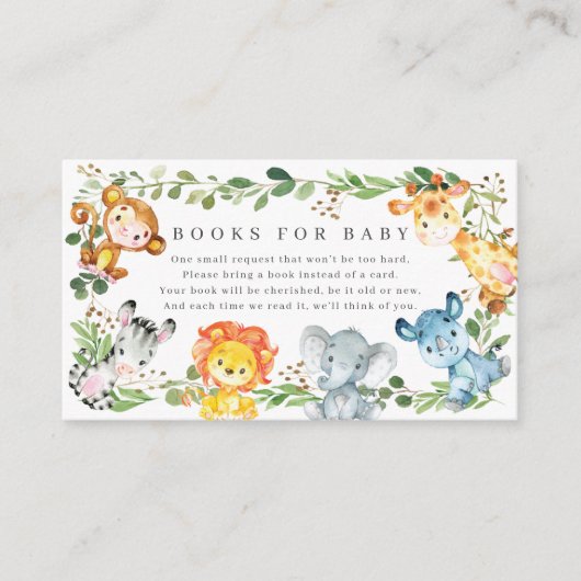 Safari Animals Baby Shower Books For Baby Begleitkarte (Vorderseite)