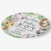 Safari Animals Baby Shower Boy Cute Jungle  Pappteller (Schrägansicht)