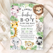 Safari Animals Baby Shower Boy Tropical Jungle  Einladung
