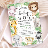 Safari Animals Baby Shower Boy Tropical Jungle  Einladung