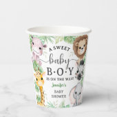 Safari Animals Baby Shower Boy Tropical Jungle Pappbecher (Rückseite)