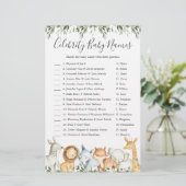 Safari Animals Baby Shower Celebrity Baby Names (Stehend Vorderseite)