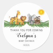 Safari Animals Baby Shower Classic Round Sticker (Vorderseite)