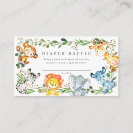 Safari Animals Baby Shower Diaper Raffle Ticket Begleitkarte