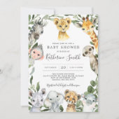 Safari Animals Baby Shower Einladung (Vorderseite)