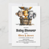 Safari Animals Baby Shower Einladung (Vorderseite)