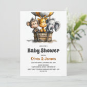 Safari Animals Baby Shower Einladung (Stehend Vorderseite)